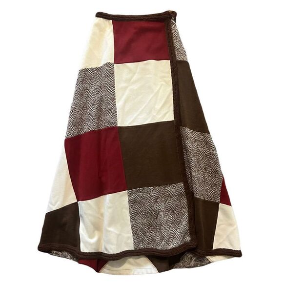 Vintage Glen of Michigan Union Tag Wool Patchwork Peasant Skirt Size Medium - Picture 4 of 6